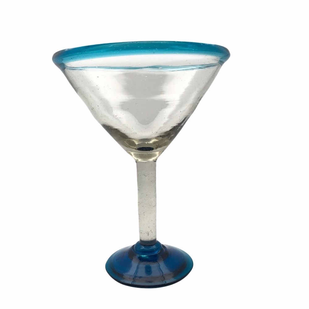 Large Blue Rim Margarita Glass